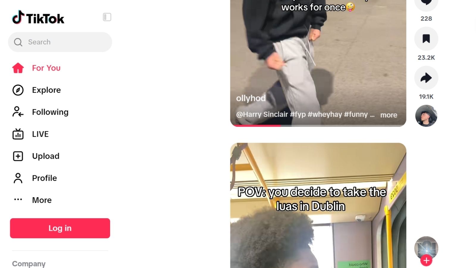 Tik tok website view
