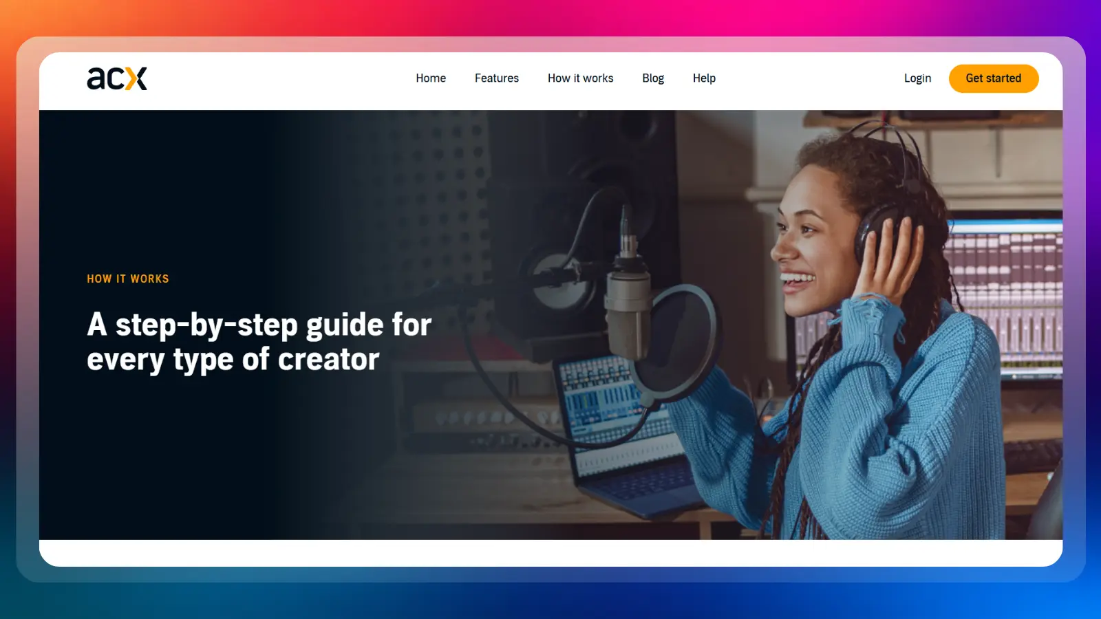 Acx website showing a step by step guide for creators