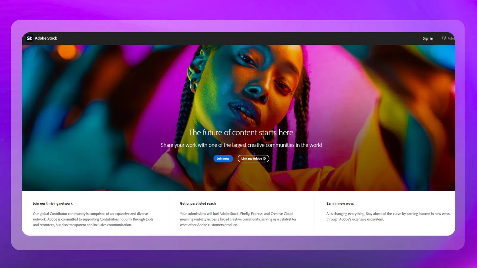 Adobestock website homepage