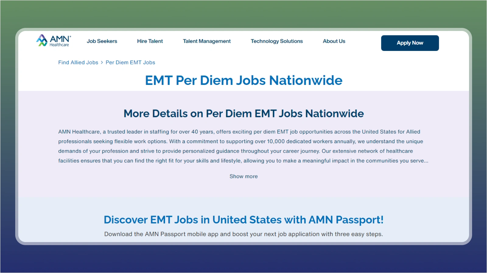 AMN Healthcare website