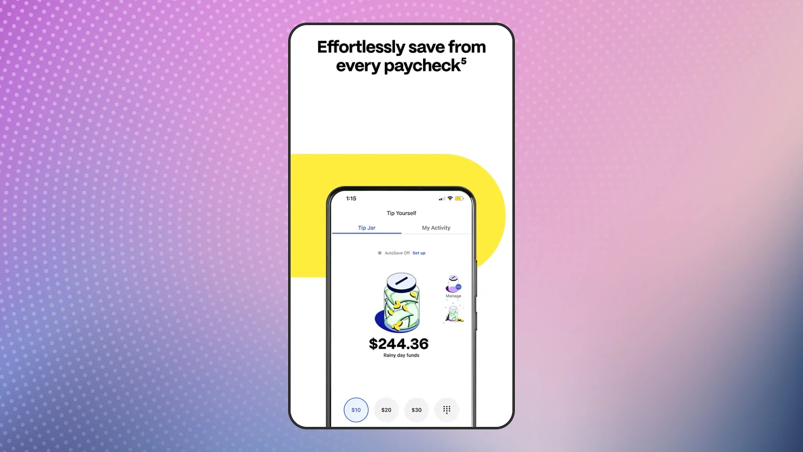 app screenshots - savings