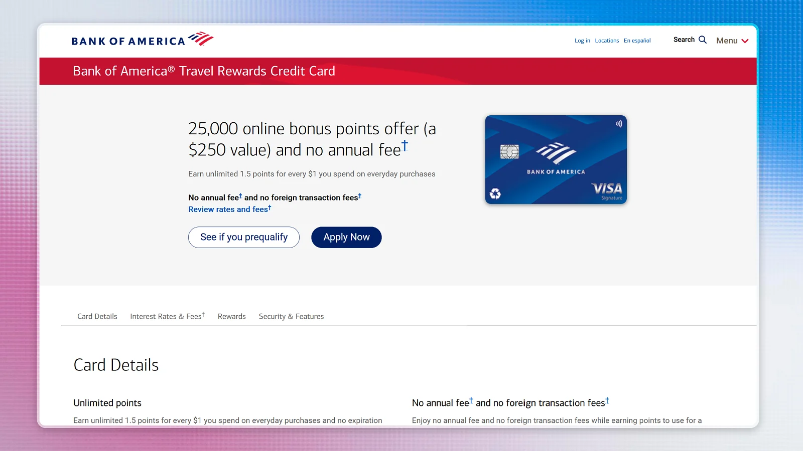 Bank of America website
