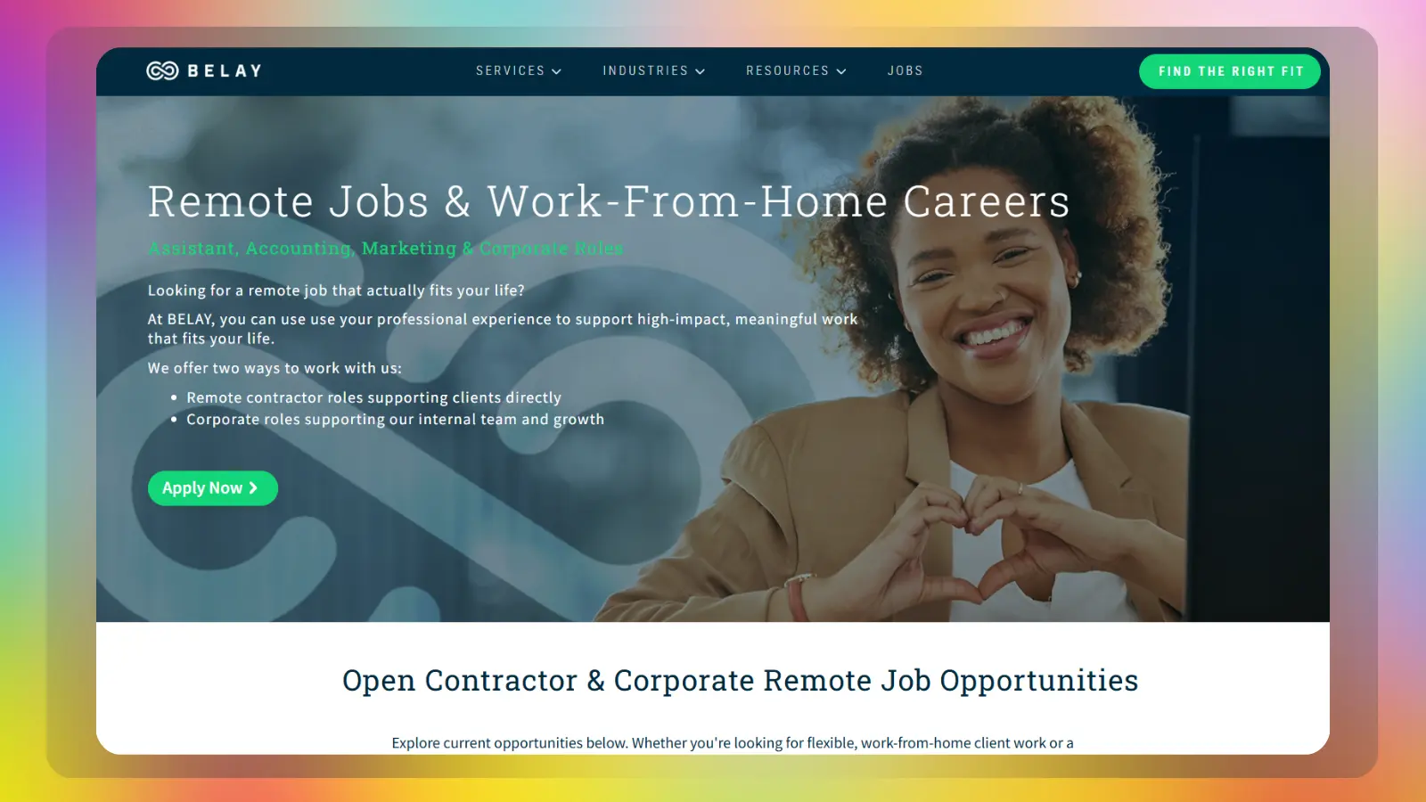 belay – Website mit Stellenangeboten für Remote-Jobs und Möglichkeiten zur Arbeit im Homeoffice