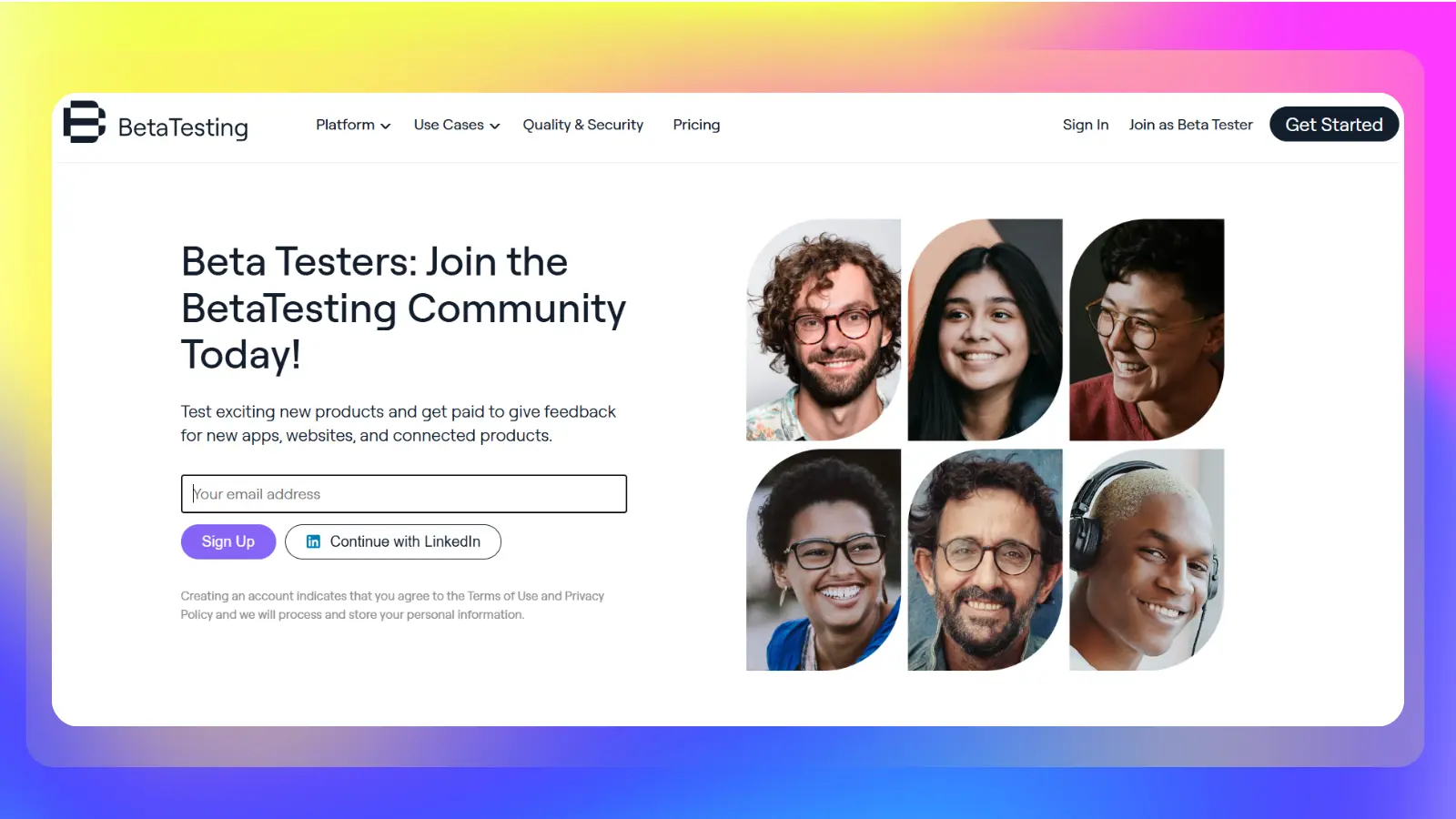 betatesting website showing paid beta testing opportunities