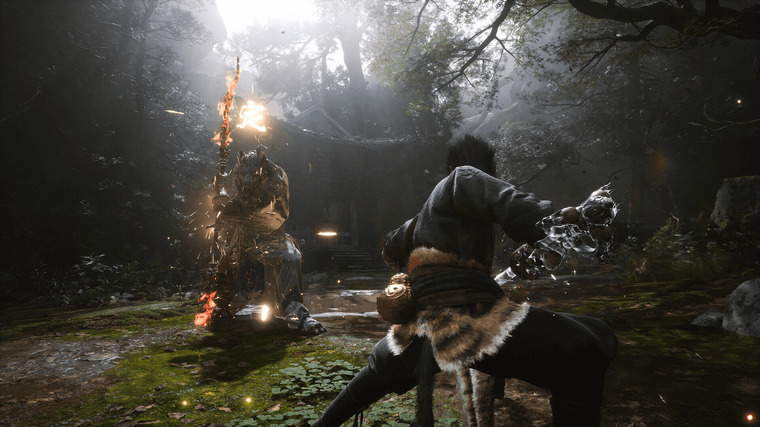 Sun Wukong, a personagem principal de Black Myth: Wukong, enfrenta Guangzhi, um chefe inimigo dos Yaoguai.