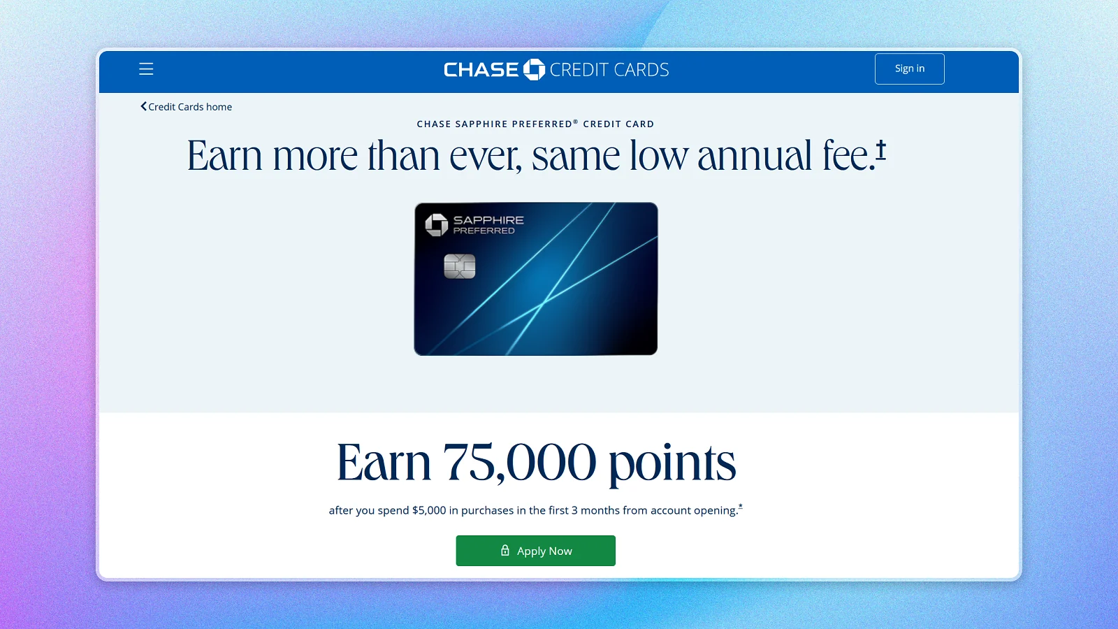 Chase Sapphire Preferred - website