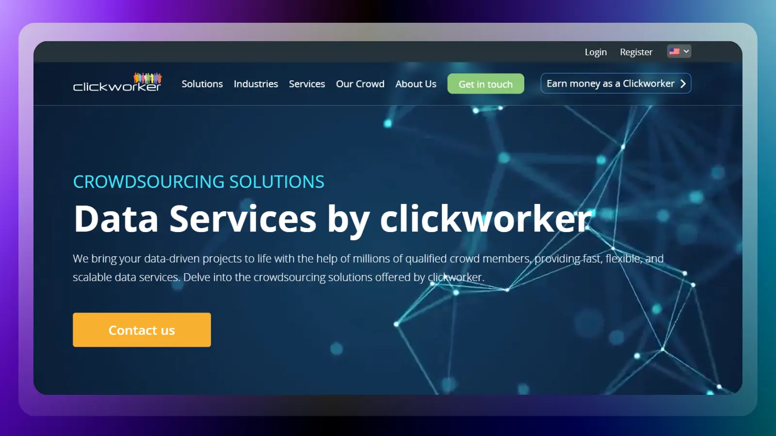 clickworker website showing crowdsourcing data services