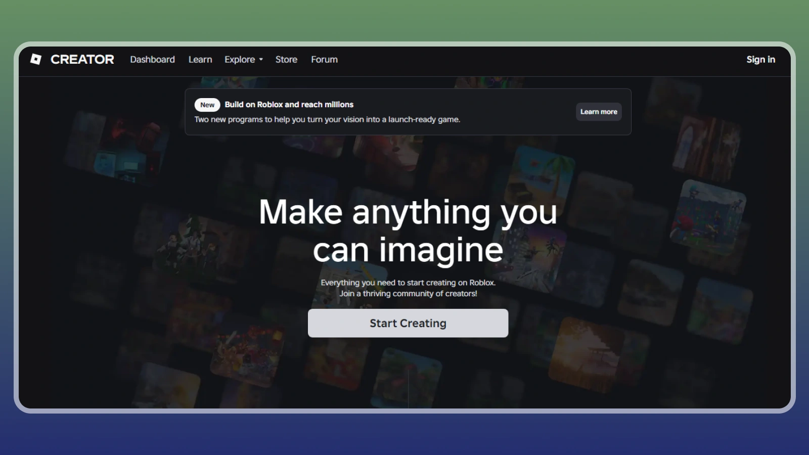 Creator Roblox website