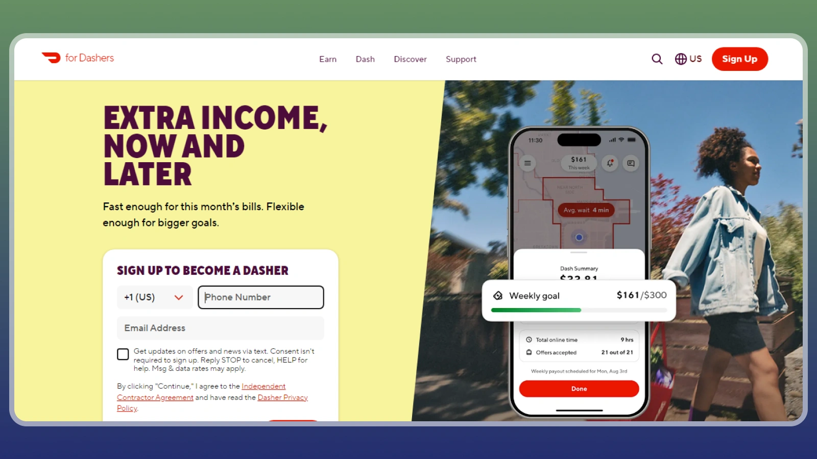 Interfaz de la aplicación para repartidores de DoorDash