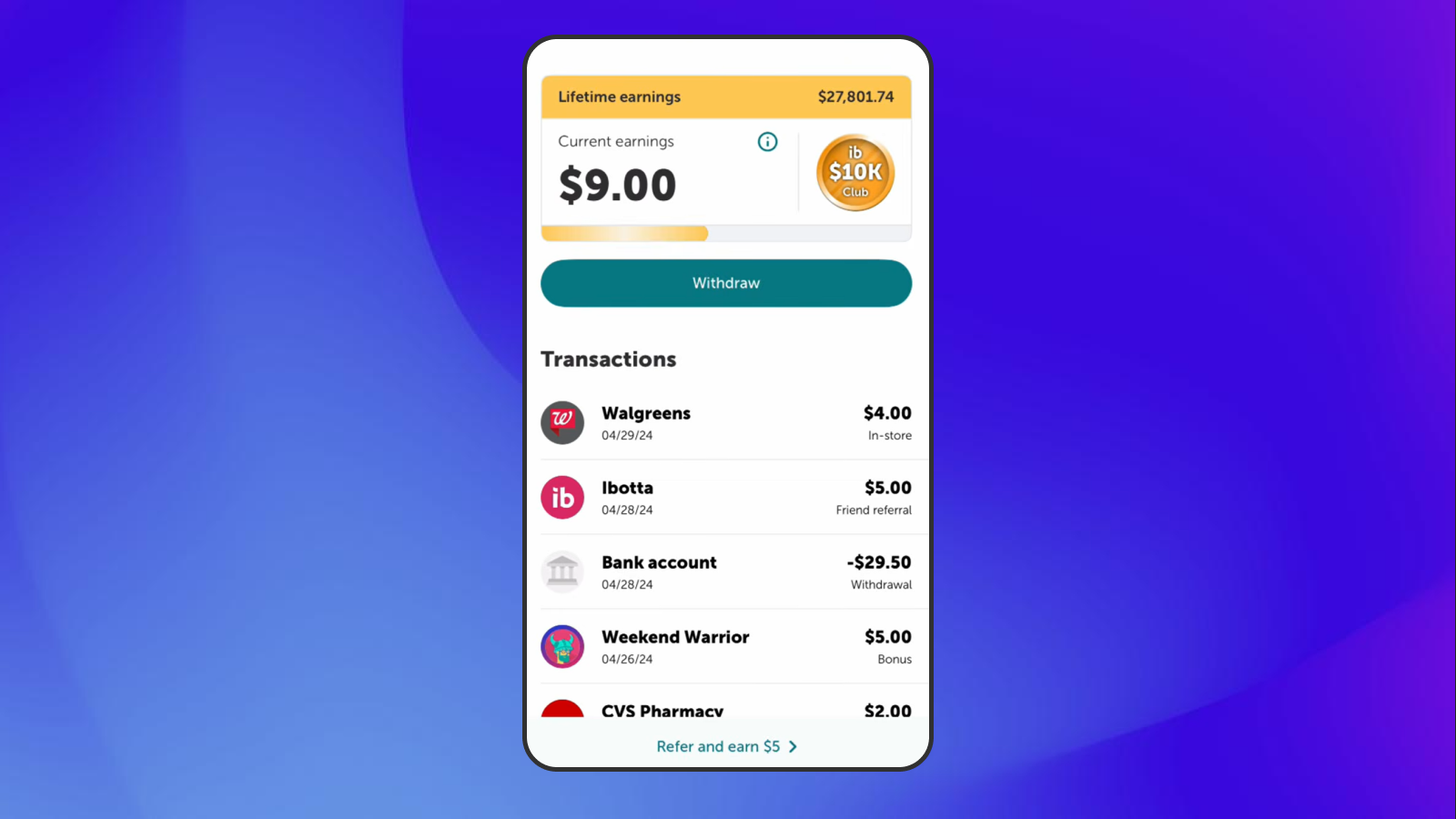 Ibotta interface - earnings