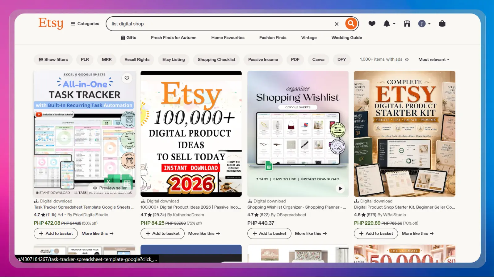 página web de Etsy