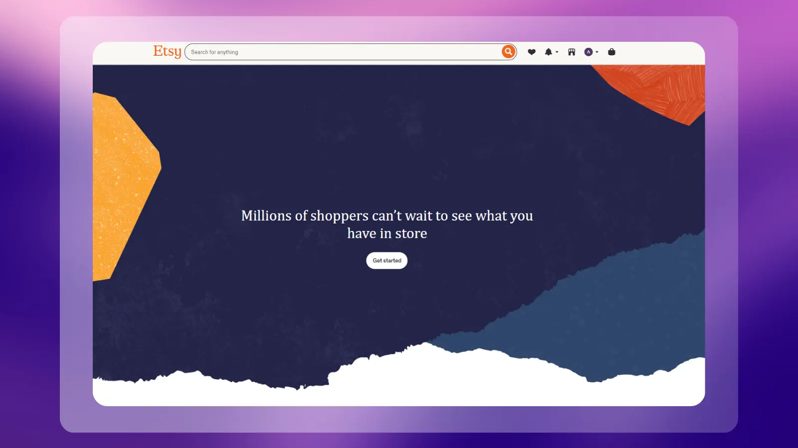 etsy website showing its marketplace for sellers to create and sell products online