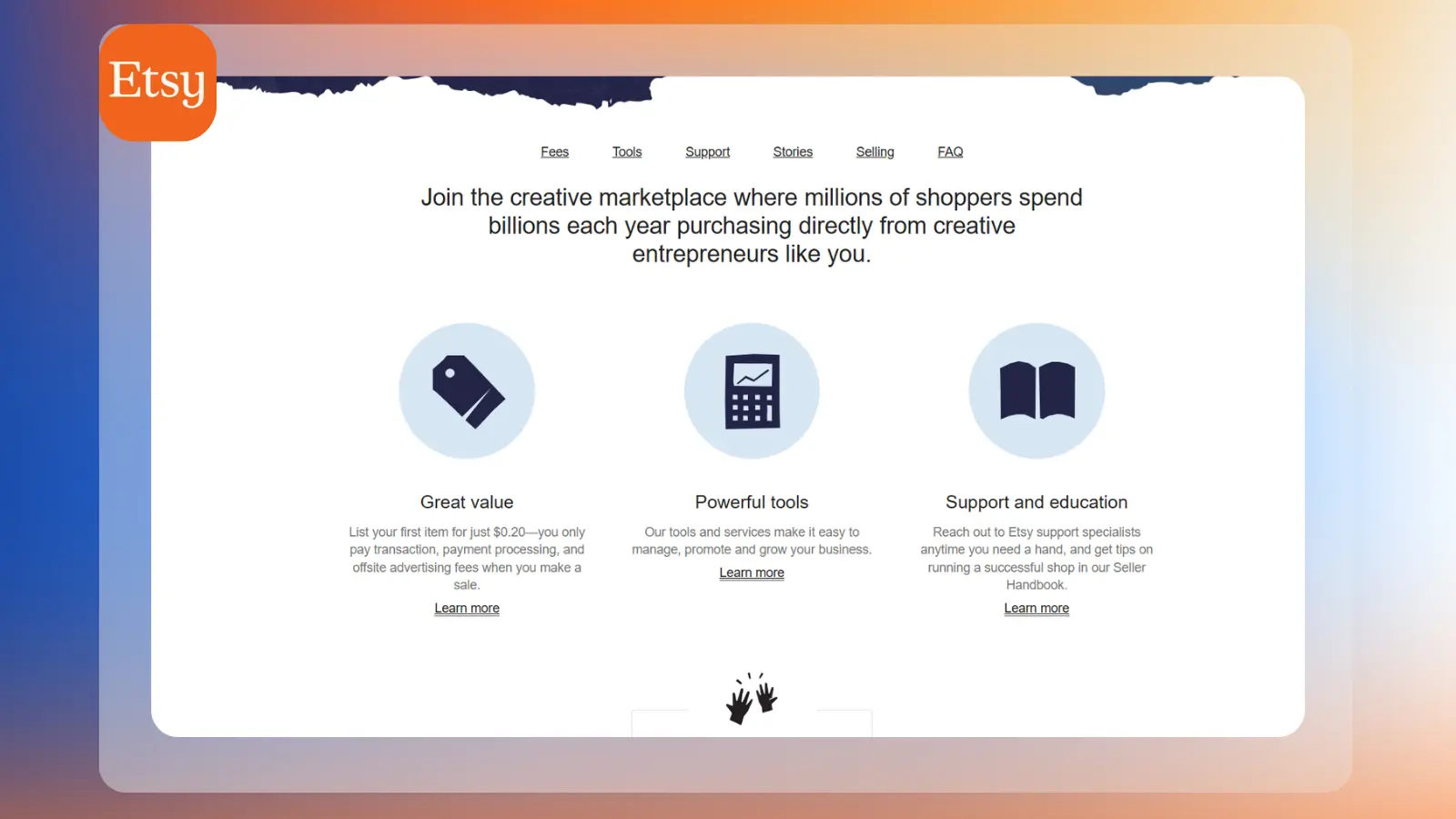 Página web de Etsy para vender productos y ganar dinero