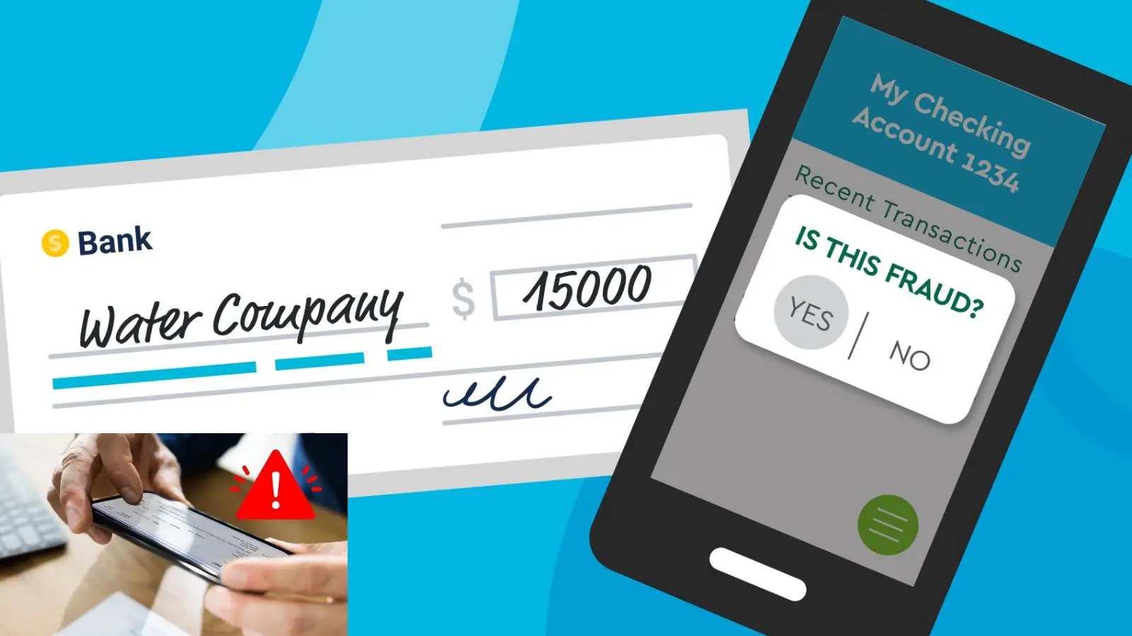 warning notice about a fake overpayment check scam on a resale marketplace
