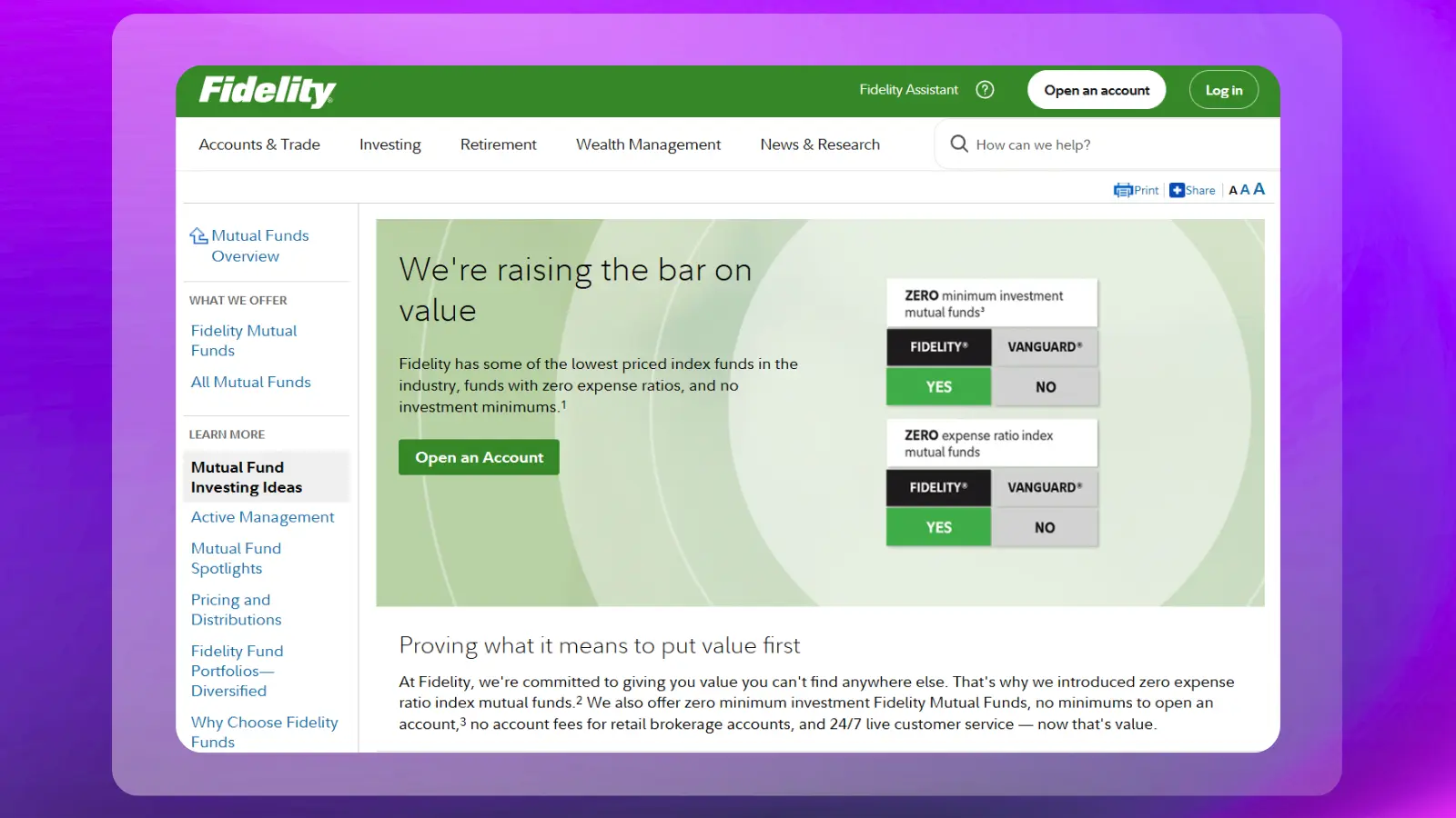 Fidelity website homepage