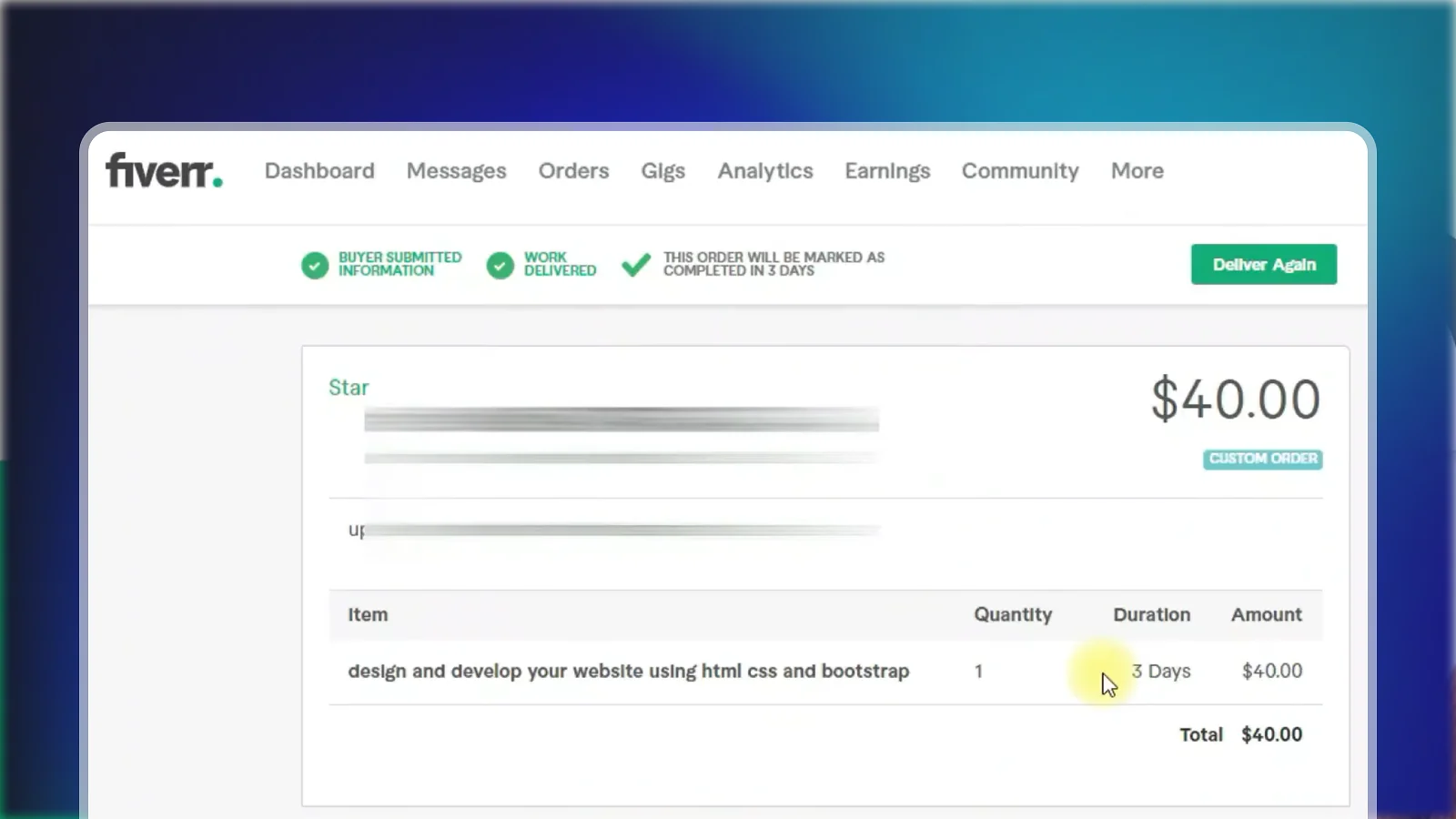Fiverr seller dashboard