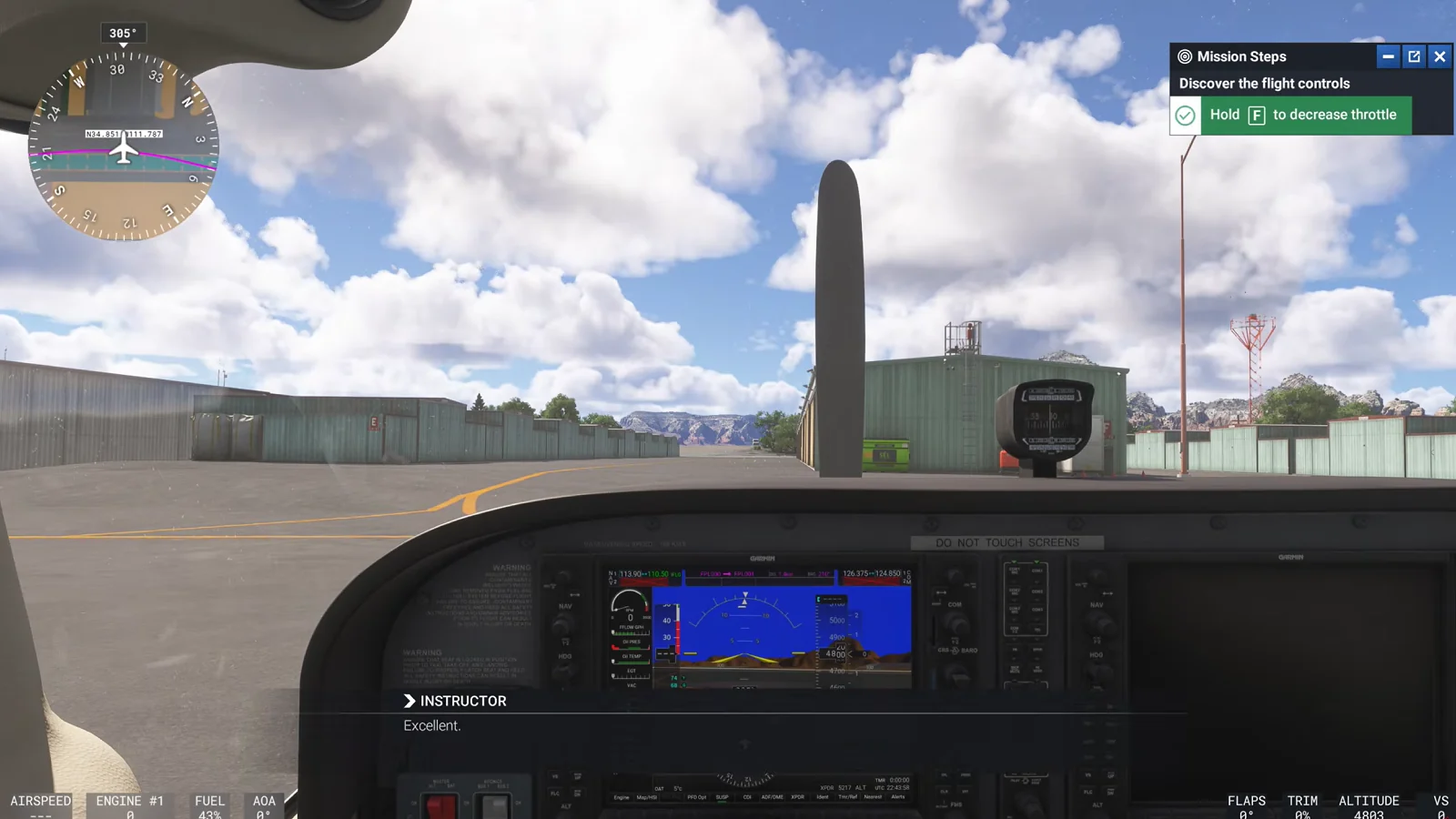 Flight Simulator 2024 cockpit view showing an aircraft preparing for takeoff under a cloudy sky.