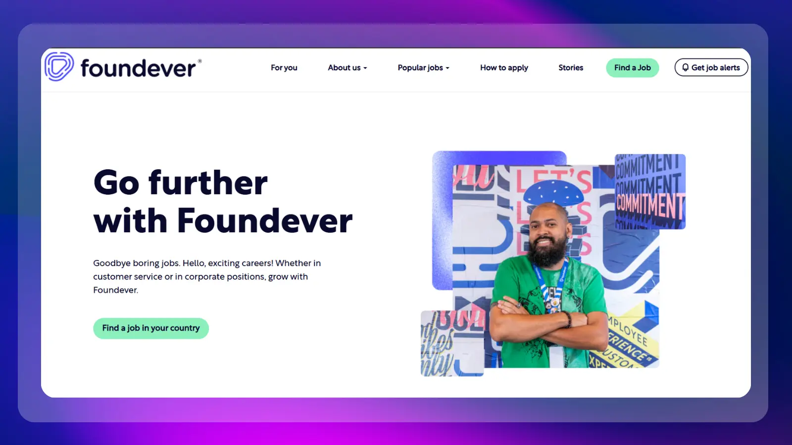 foundever website showing customer service and corporate job opportunities