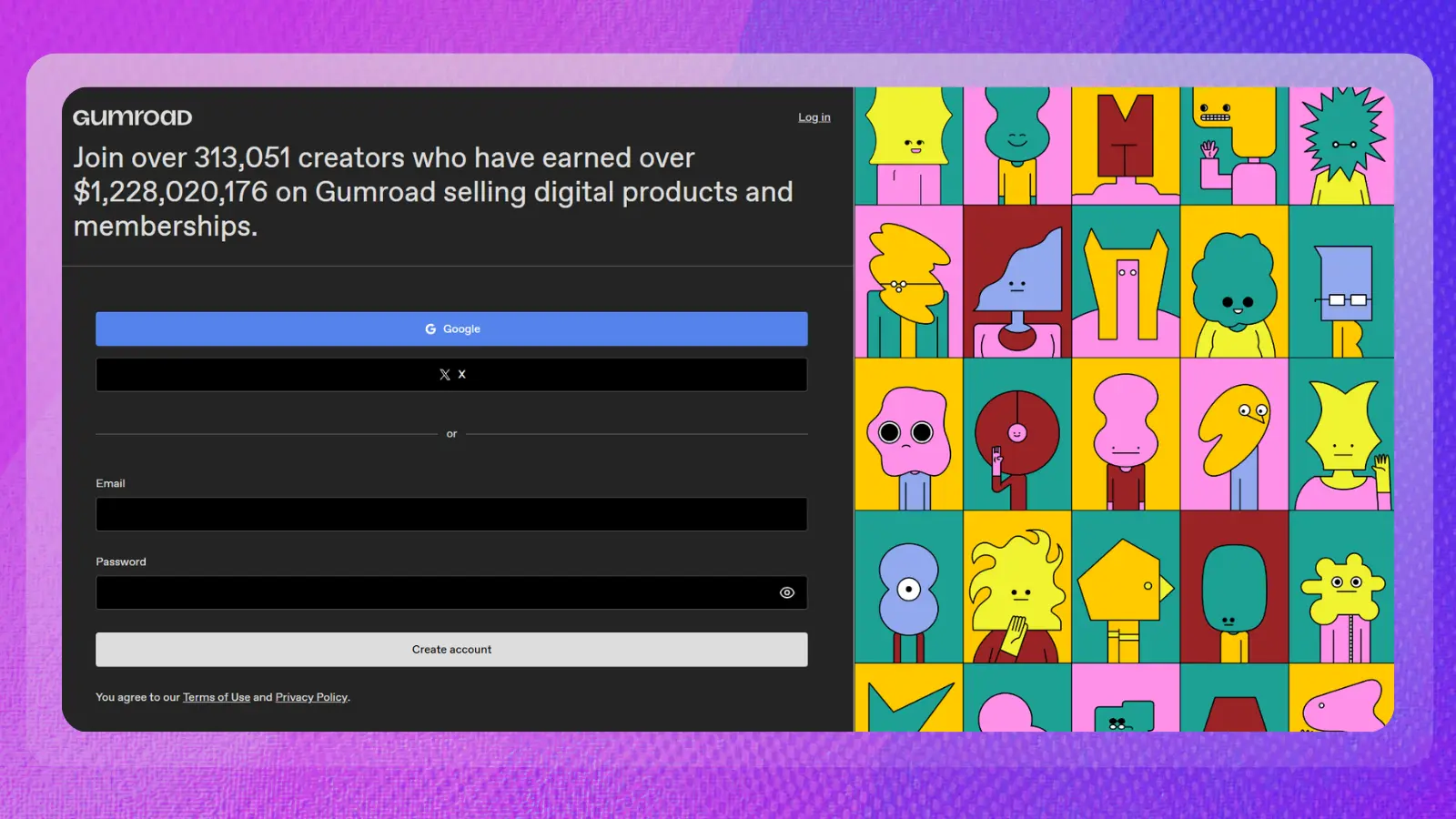 gumroad website showing creators selling digital products and memberships