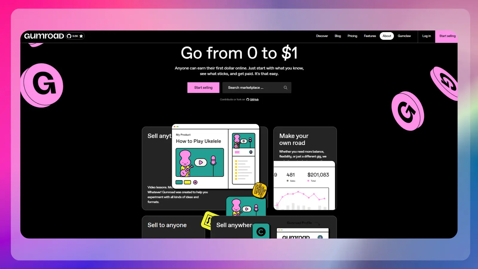 Gumroad website homepage