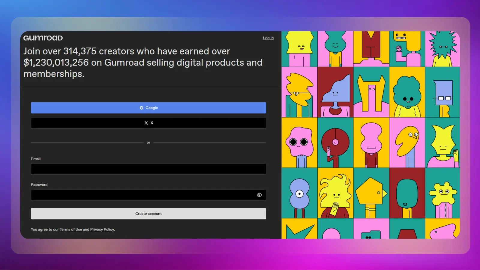 Página web de Gumroad en la que se muestran los productos digitales y los ingresos de los creadores