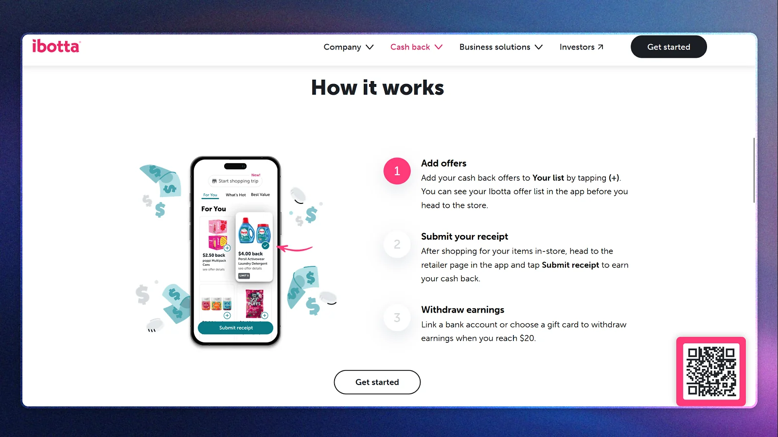 Ibotta website - how it works