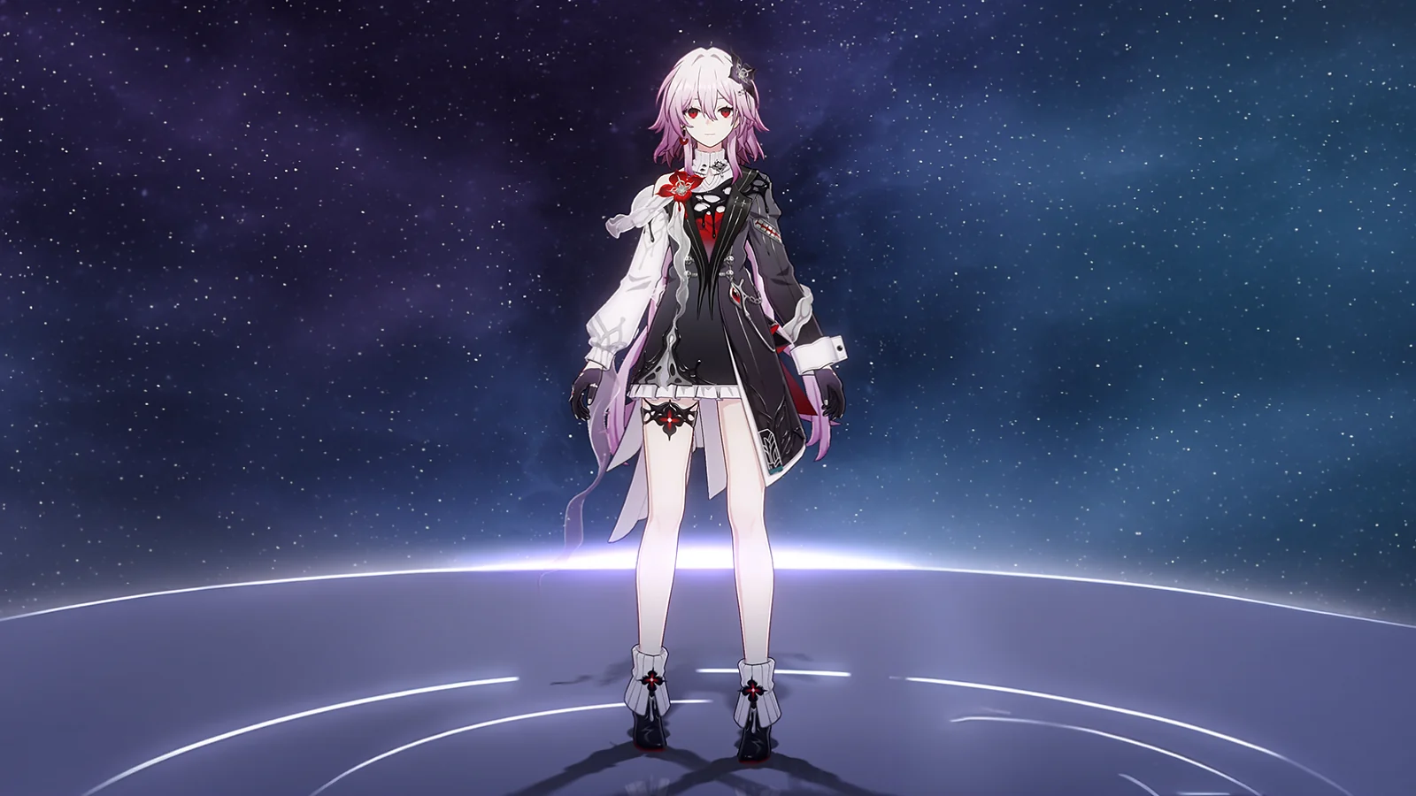 Evernight’s full portrait with a starry background in Honkai Star Rail