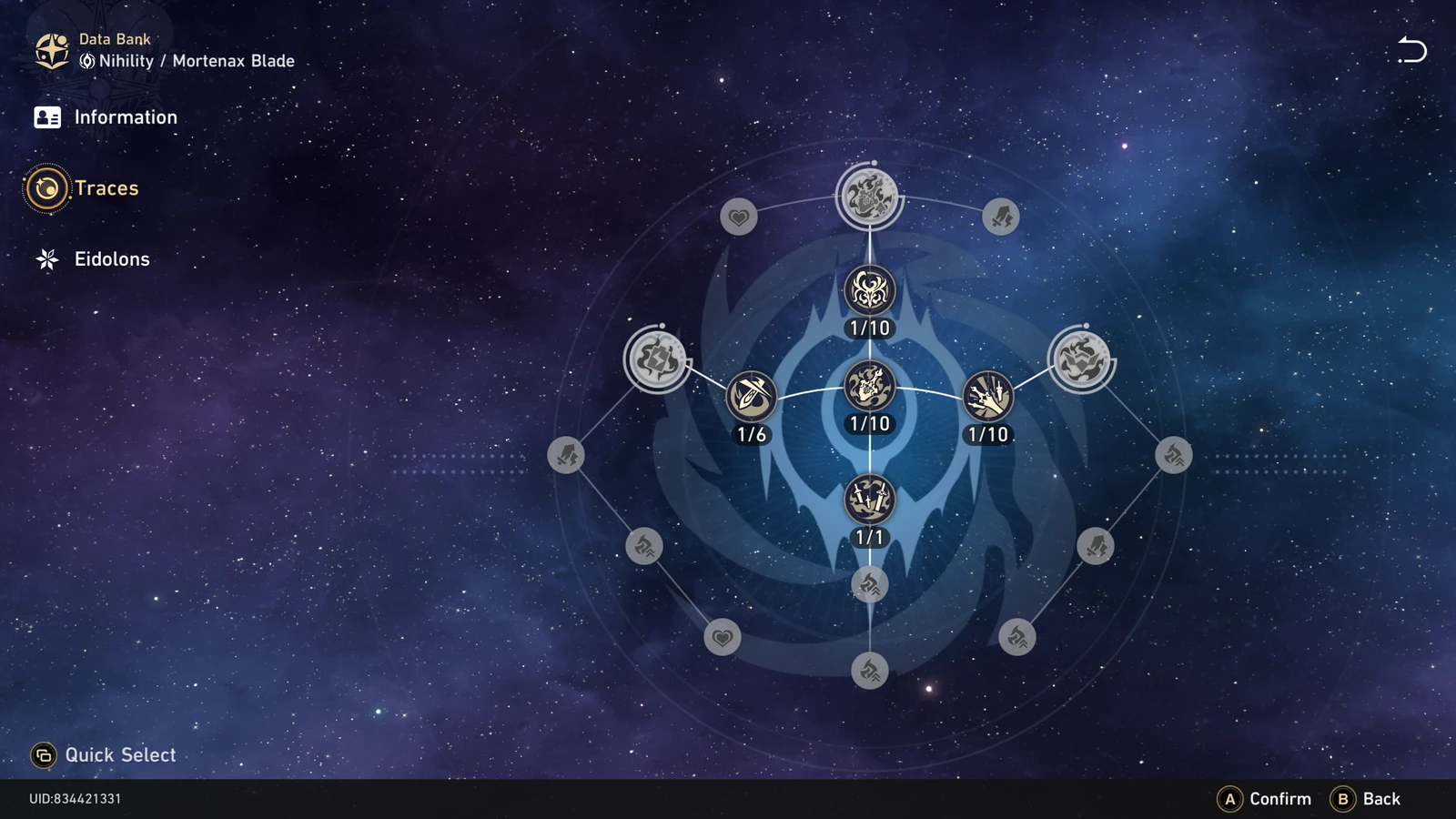 Mortenax Blade's Trace tree in Honkai Star Rail