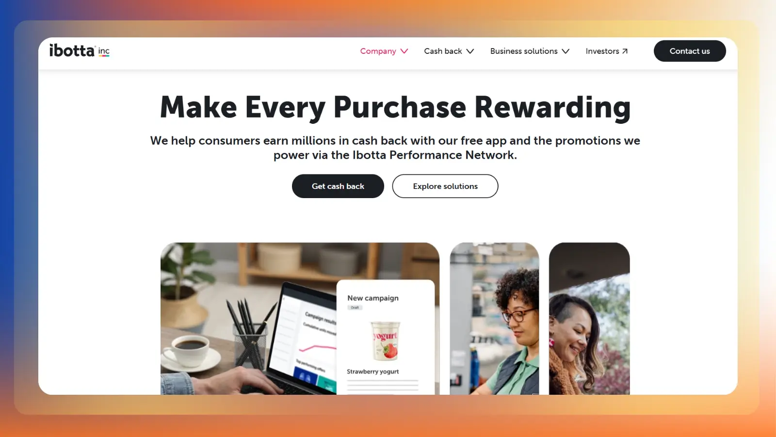 ibotta website showing cash back rewards from purchases