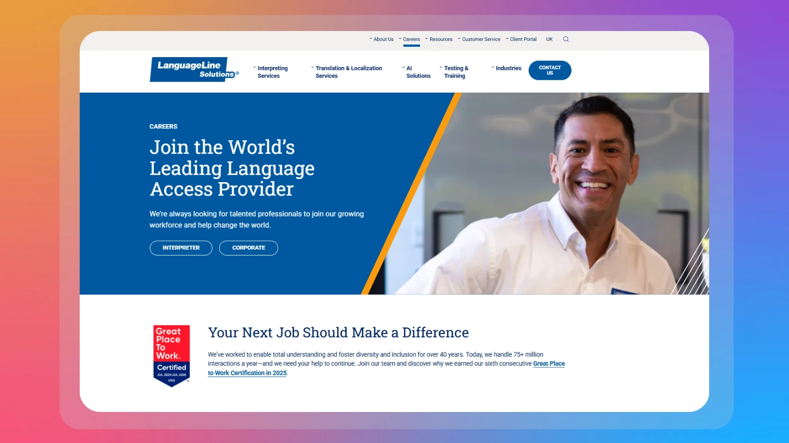 Languageline website homepage
