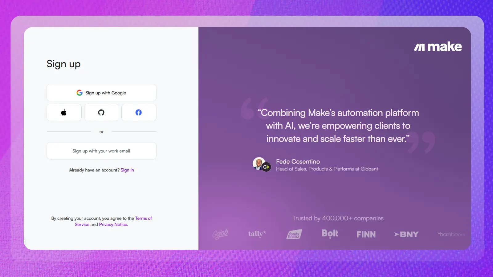 make website showing an automation platform powered by ai