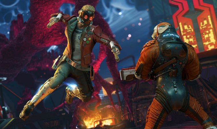 Marvel’s Guardians of the Galaxy action scene featuring Star-Lord and his team.