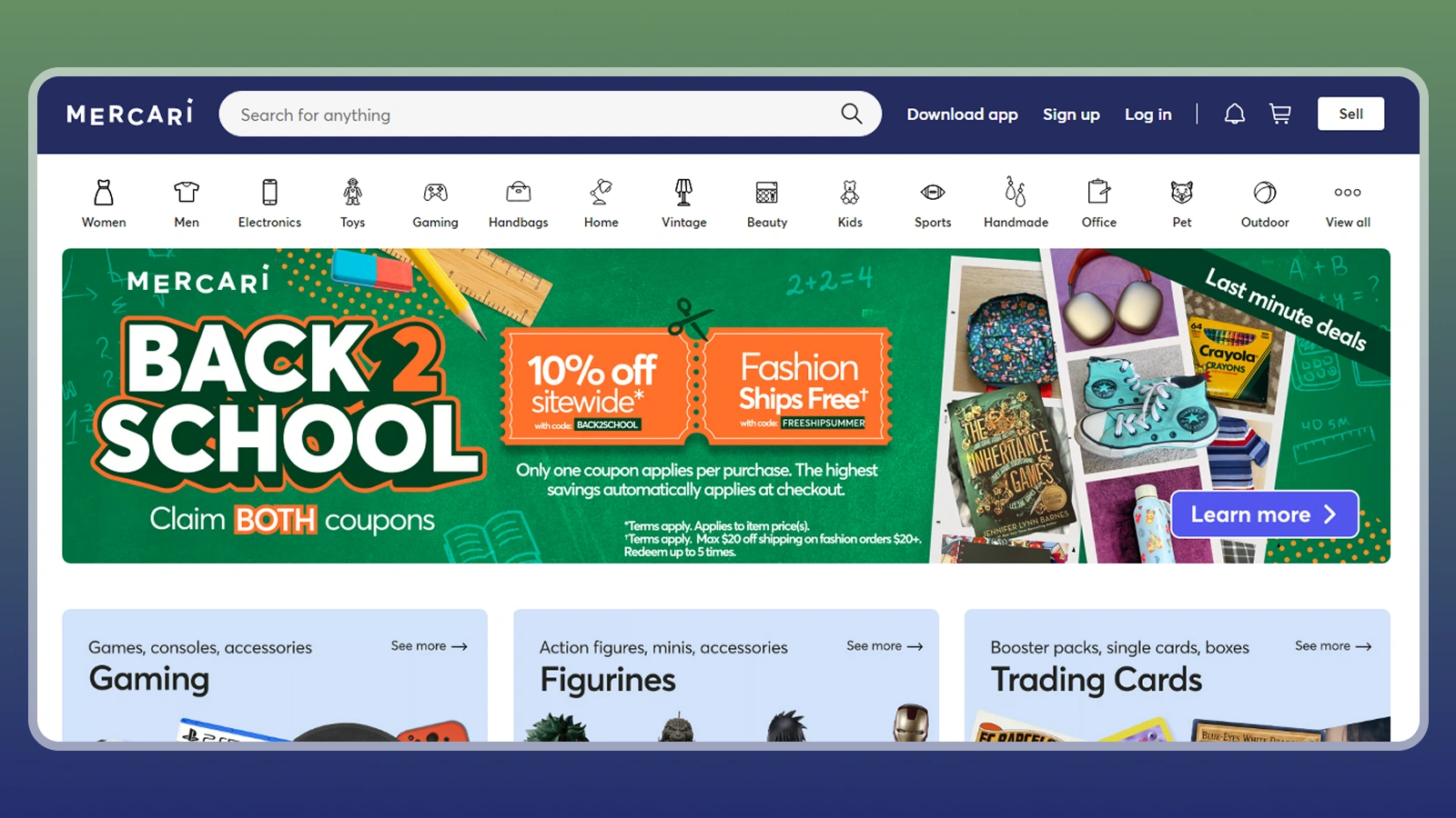Mercari website homepage
