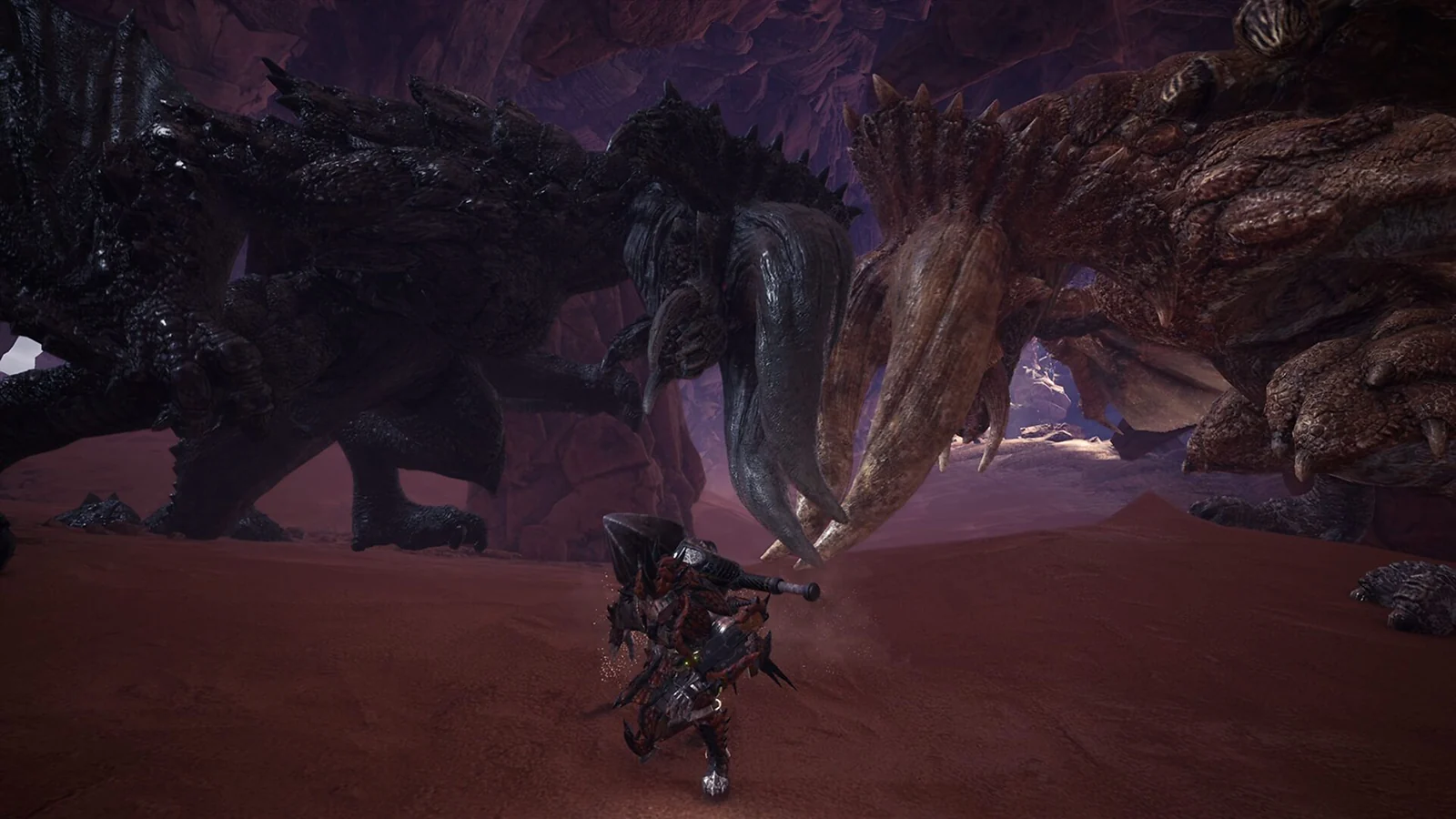 Monster Hunter: World gameplay showing a hunter battling a large dragon-like creature.