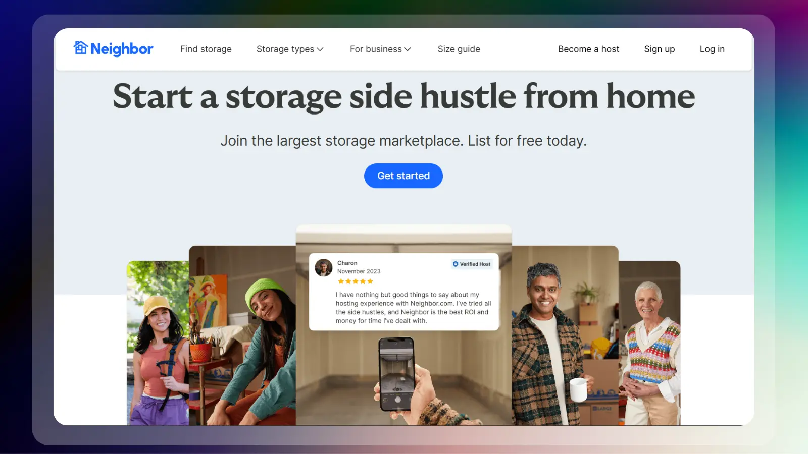 neighbor website showing a storage side hustle from home