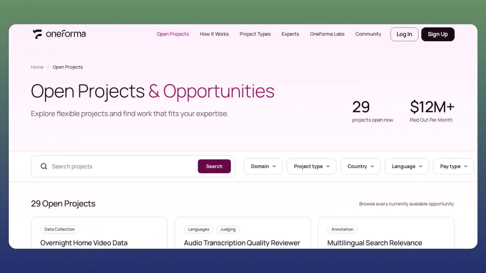 OneForma website