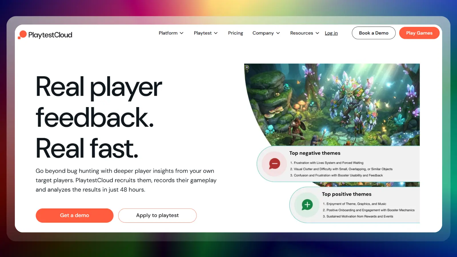 playtestcloud website showing video game testing opportunities and player feedback