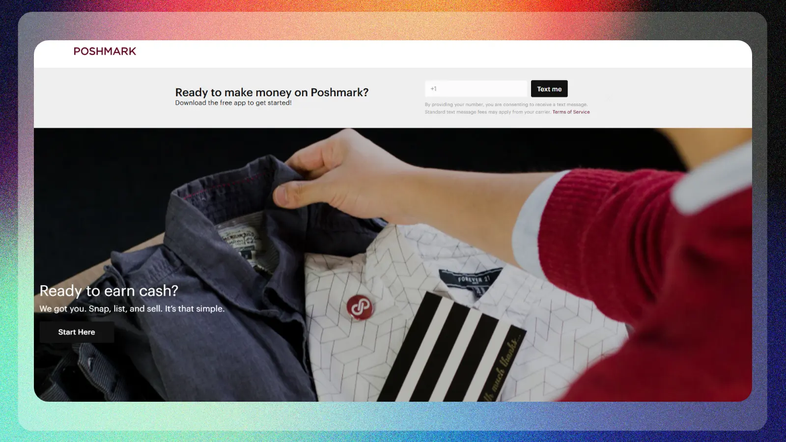 Poshmark website showing selling clothes