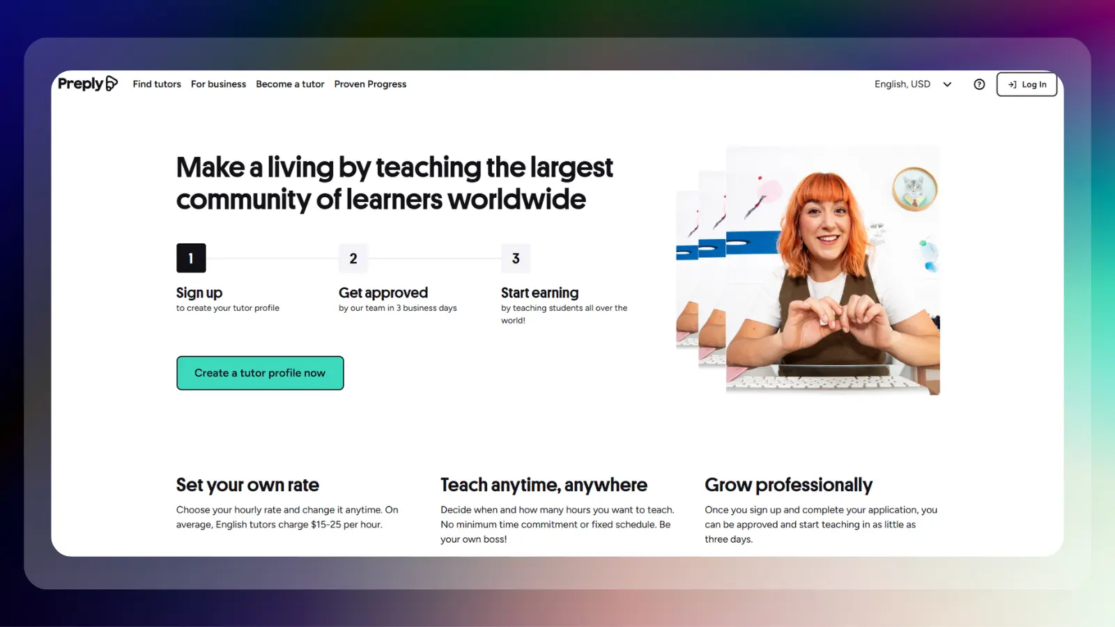 preply website showing how to earn money by teaching students online