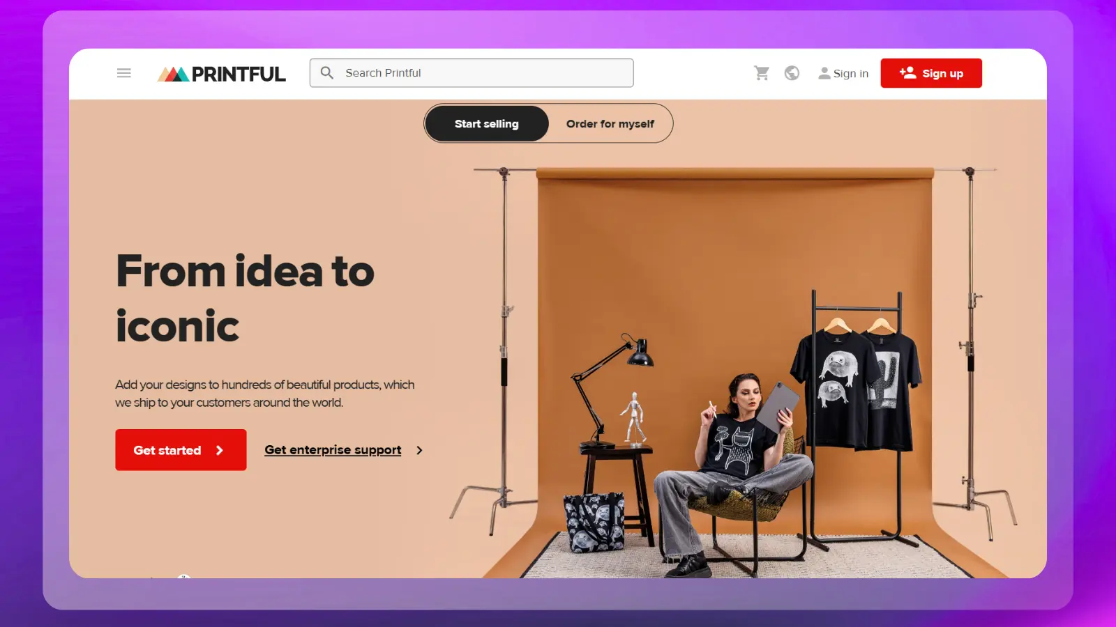 Printful website homepage