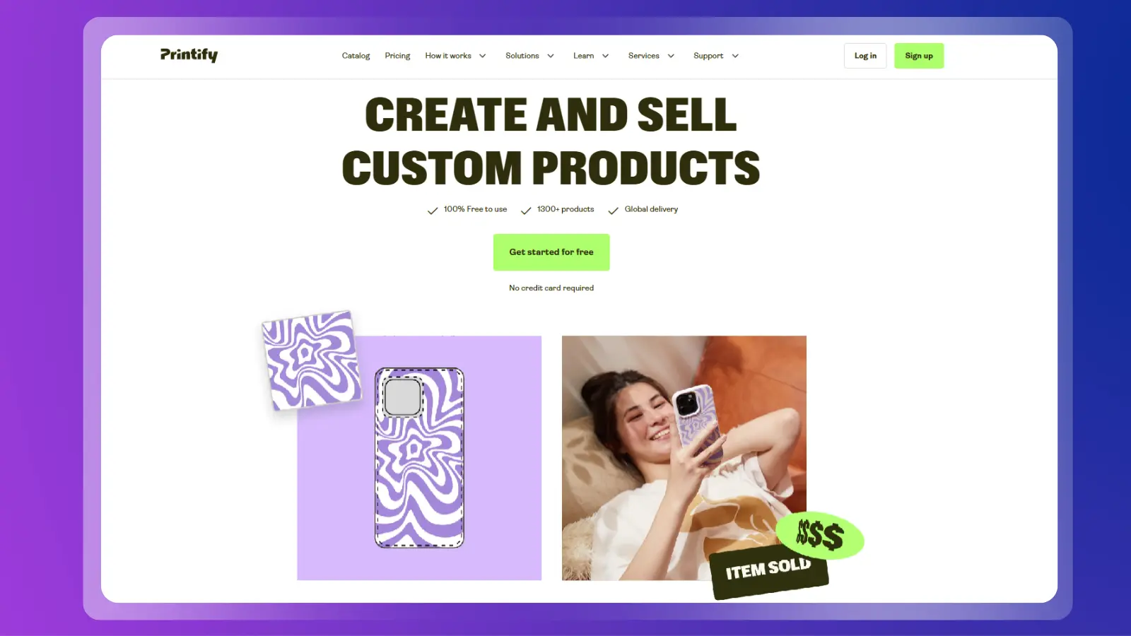 Plataforma Printify que muestra productos personalizados