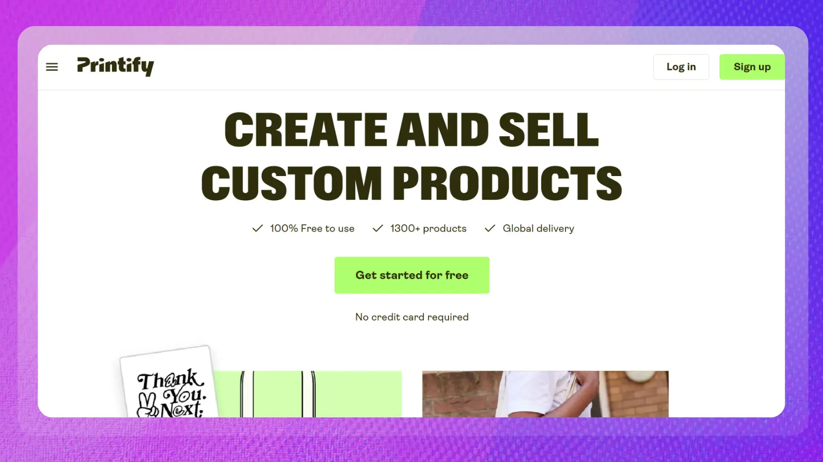 printify website showing how to create and sell custom products