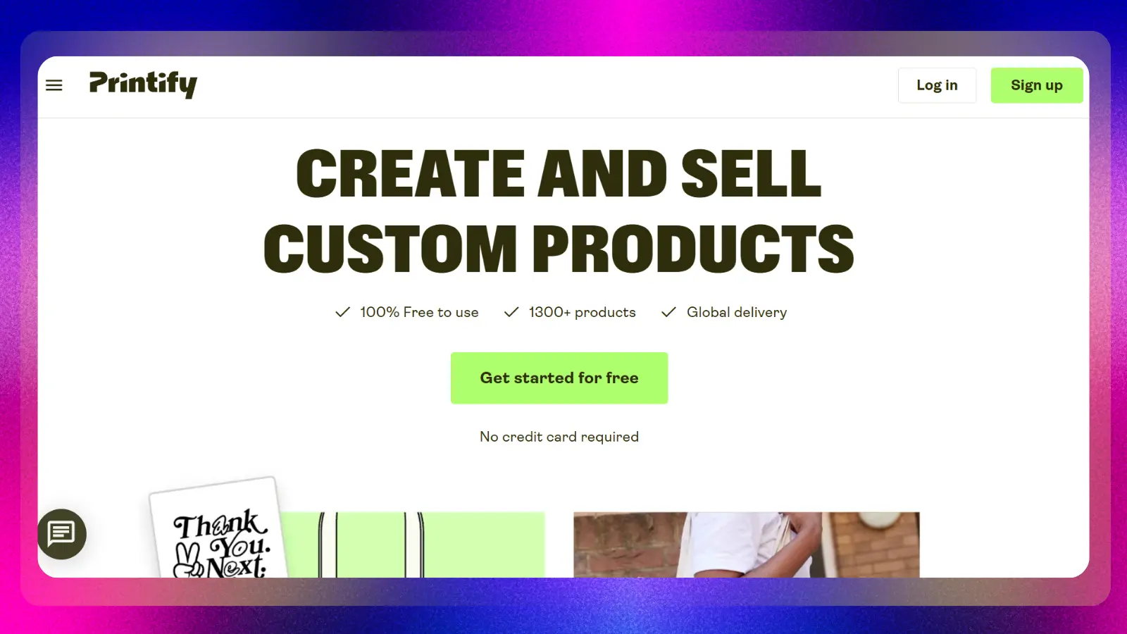 printify website showing a platform for creating and selling custom products