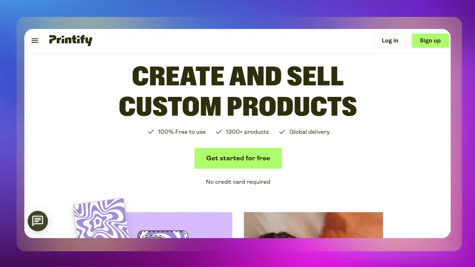 Página web de Printify en la que se muestran productos personalizados e impresión bajo demanda
