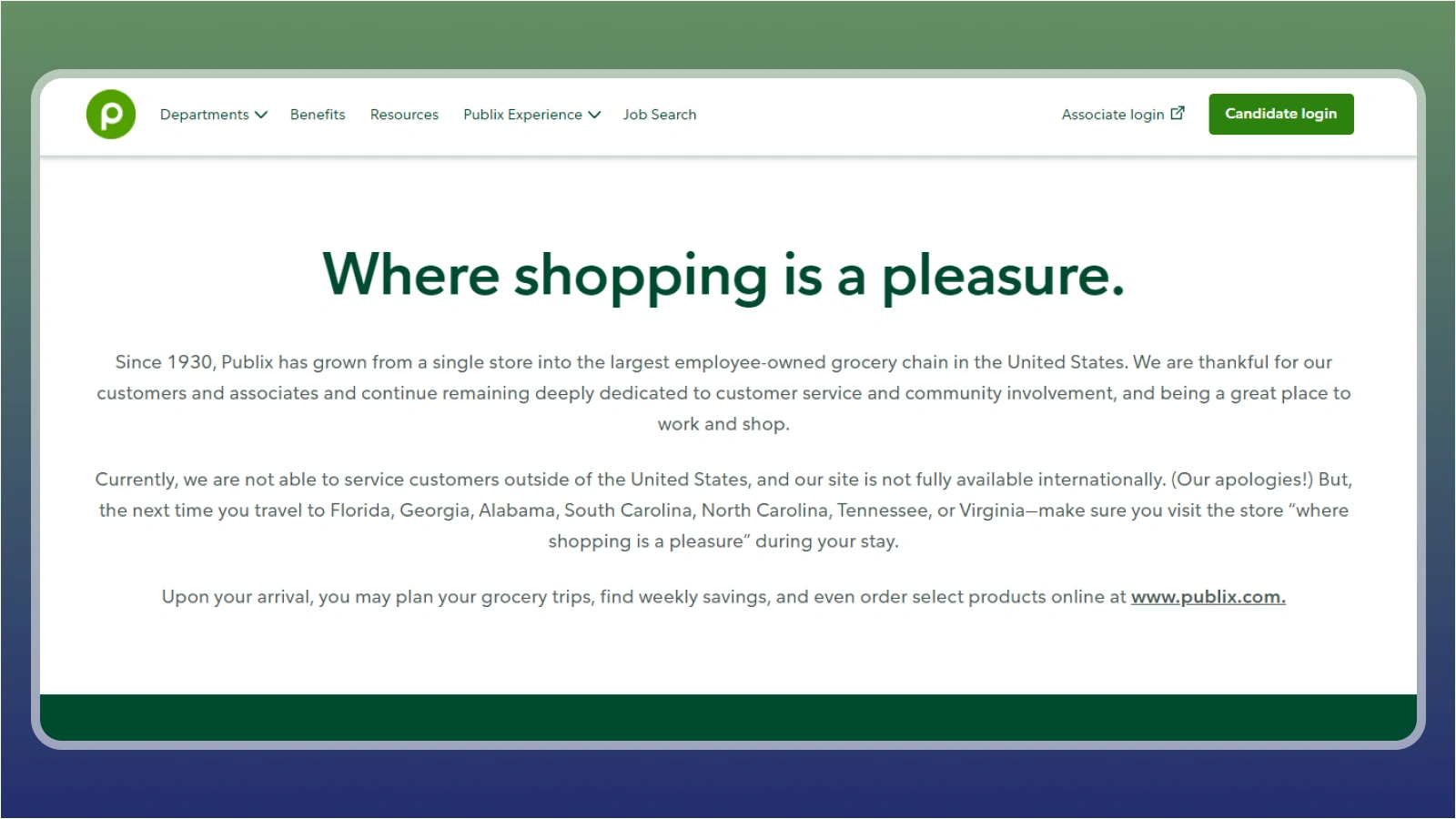 Publix website