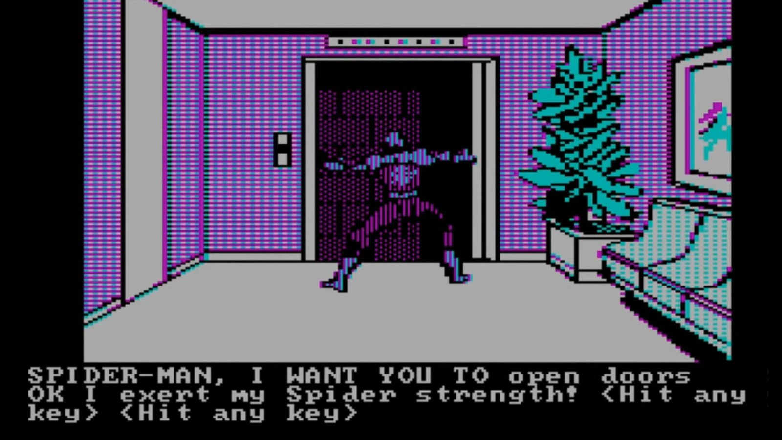 Spider-Man opening elevator doors