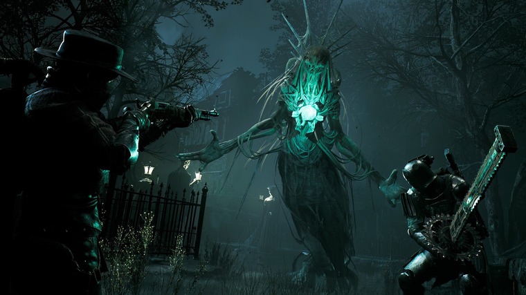 Duas personagens dos jogadores a lutar contra um Nightweaver no Remnant 2.