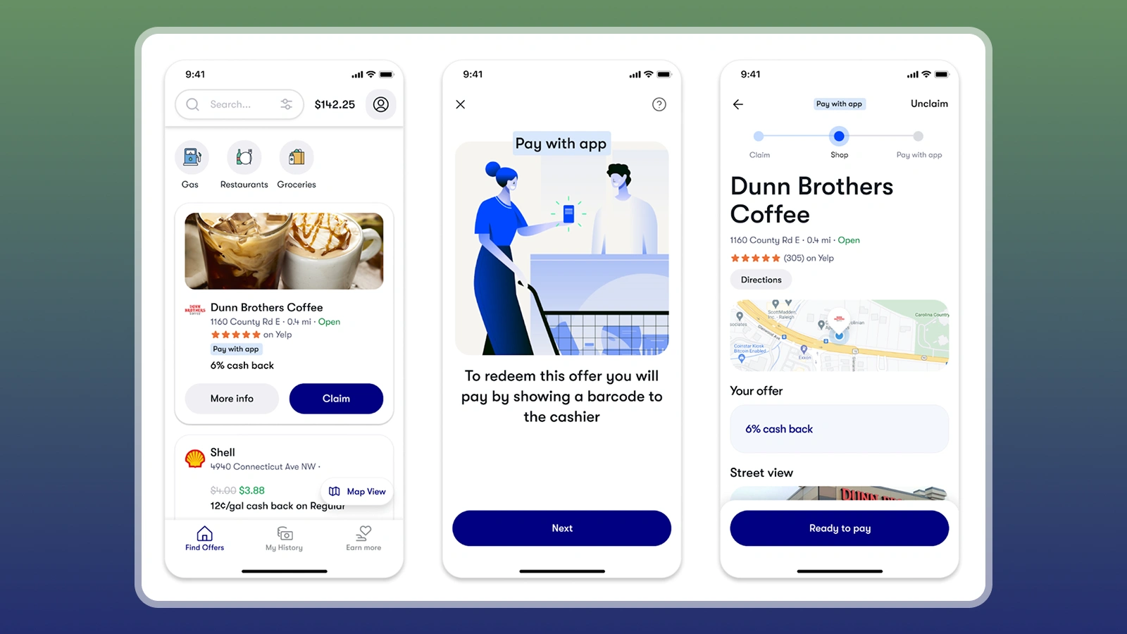 сashback in the app Upside for visiting the restaurant