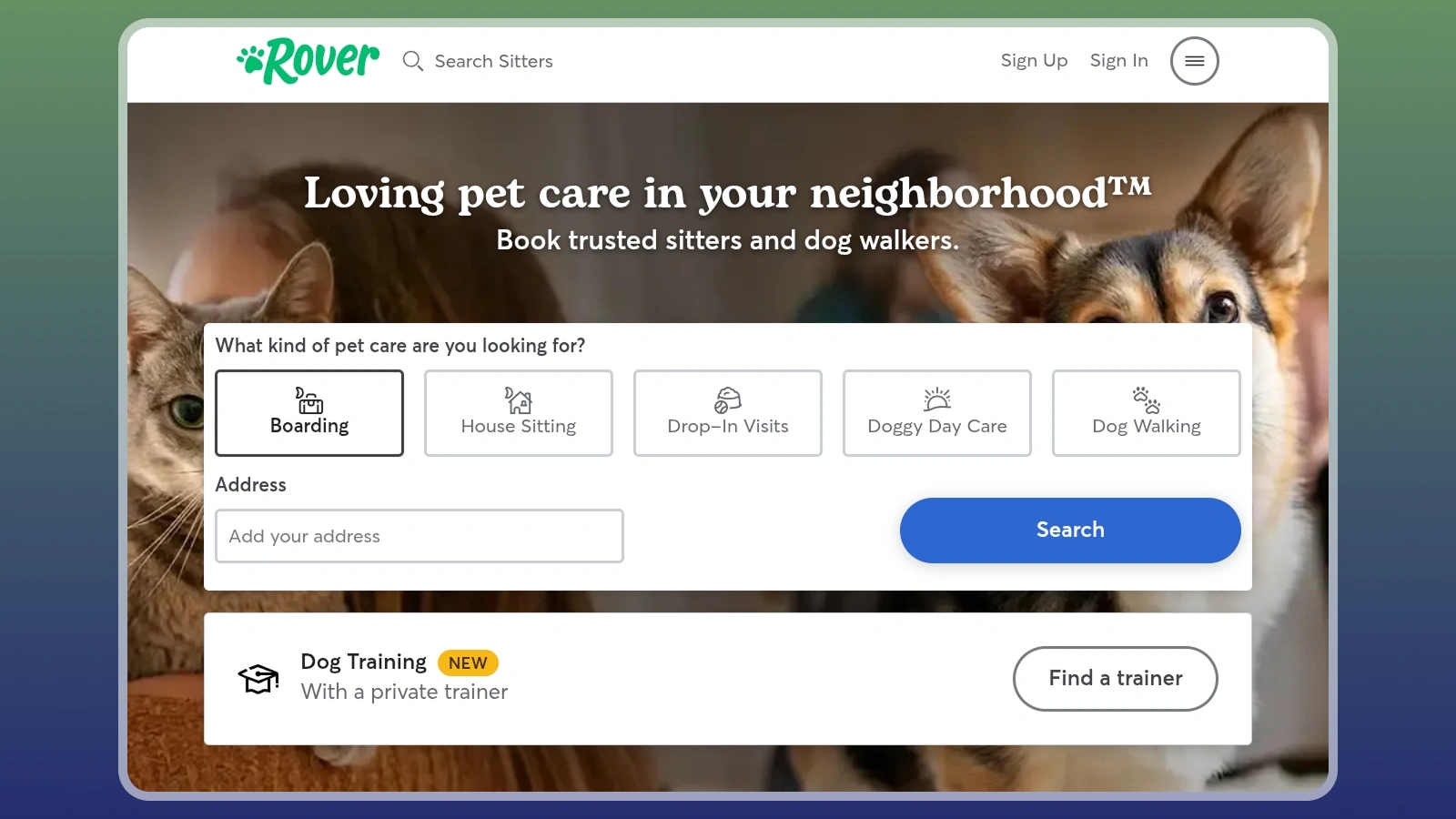 Rover website homepage