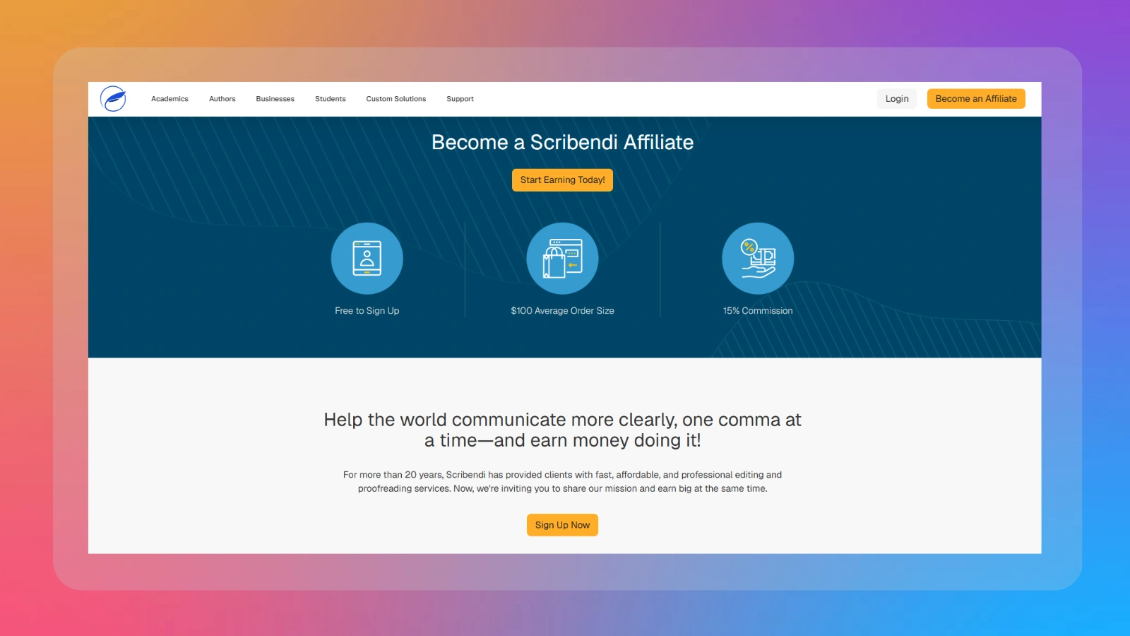 Scribendi website homepage